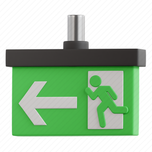 Exit, evacuation, signaling, leave, escape 3D illustration - Download on Iconfinder