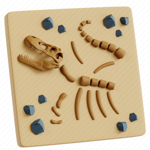 Fossil, dinosaur, museum, extinct, exhibition 3D illustration - Download on Iconfinder