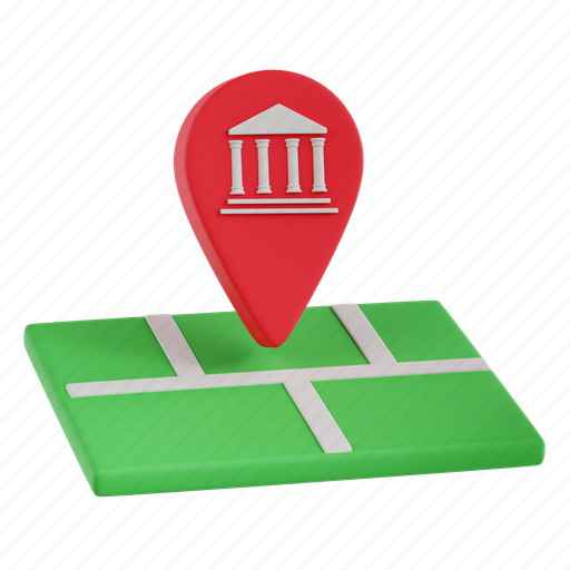 Map, pin, location, museum, map pointer 3D illustration - Download on Iconfinder