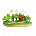 house, summer, countryside, nature, forest, village, tree, grass, natural 