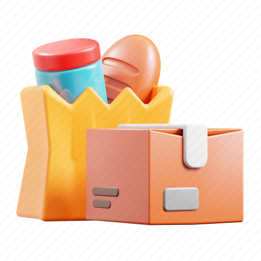 Box, package, shopping, delivery, packing, parcel, groceries 3D illustration - Download on Iconfinder
