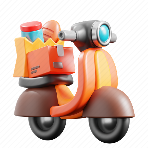 Delivery, moped, transport, package, vehicle, scooter, motorcycle 3D illustration - Download on Iconfinder