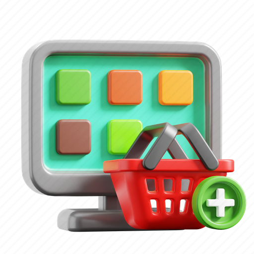 Online, catalog, shopping, ecommerce, basket, online store, add cart 3D illustration - Download on Iconfinder