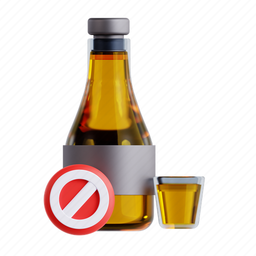 No alcohol, sobriety, health, wellness, abstinence, lifestyle 3D illustration - Download on Iconfinder