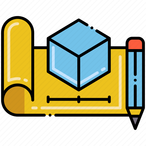 Cube, pen, sketching, visual icon - Download on Iconfinder