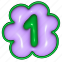 puffy sticker, number, one, 1, first, digit, 3d