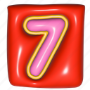 puffy sticker, number, seven, 7, seventh, digit, 3d