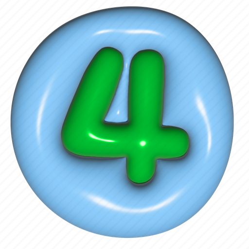 Puffy sticker, number, four, 4, fourth, digit, 3d icon - Download on Iconfinder