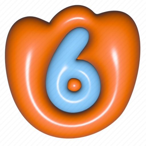 Puffy sticker, number, six, 6, sixth, digit, 3d icon - Download on Iconfinder