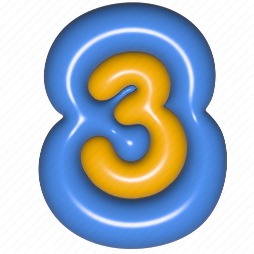 Puffy sticker, number, three, 3, third, digit, 3d icon - Download on Iconfinder