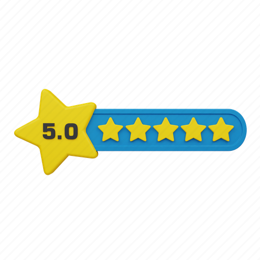 Five, star, rating, label 3D illustration - Download on Iconfinder