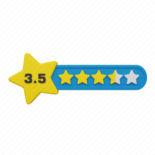Three, point, five, star, rating, label 3D illustration - Download on Iconfinder