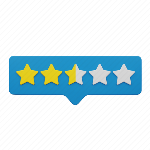 Two, point, five, star, rating, chat, label 3D illustration - Download on Iconfinder