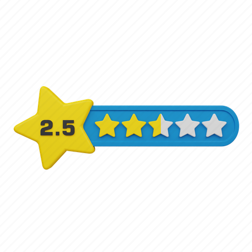 Two, point, five, star, rating, label 3D illustration - Download on Iconfinder
