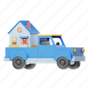 moving, truck, house, building