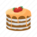 3d, cake, flat, realistic, strawberry, vector