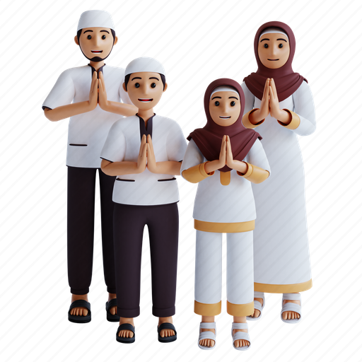 Eid, fitr, family, people, muslim, islam, ramadan 3D illustration - Download on Iconfinder