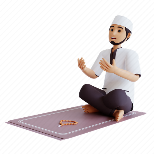 Muslim, man, praying, ramadan, pray, islam, 3d render 3D illustration - Download on Iconfinder