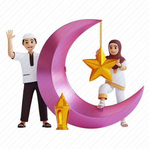 Welcome, ramadan, moon, crescent, eid, fitr, 3d render 3D illustration - Download on Iconfinder