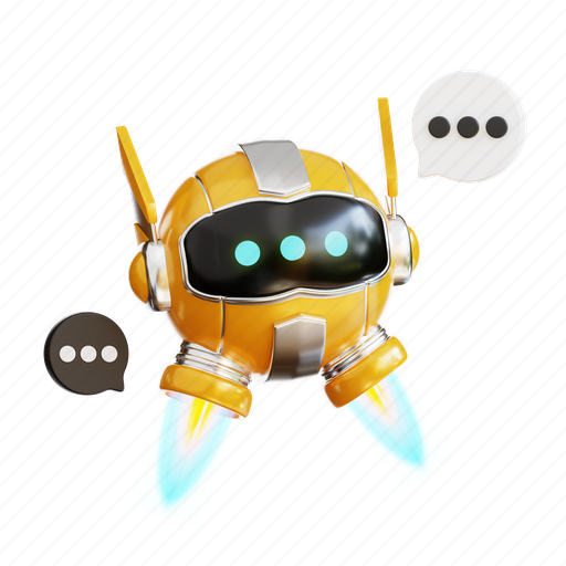 Robot, chat, technology, bubble, machine, message, computer 3D illustration - Download on Iconfinder
