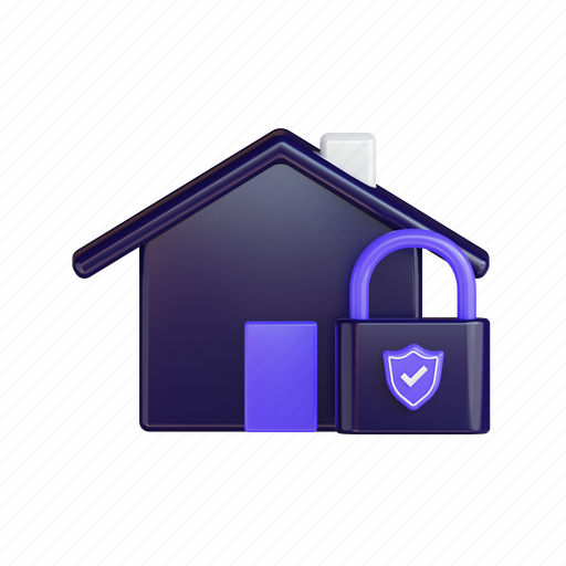 Home, check, lock 3D illustration - Download on Iconfinder