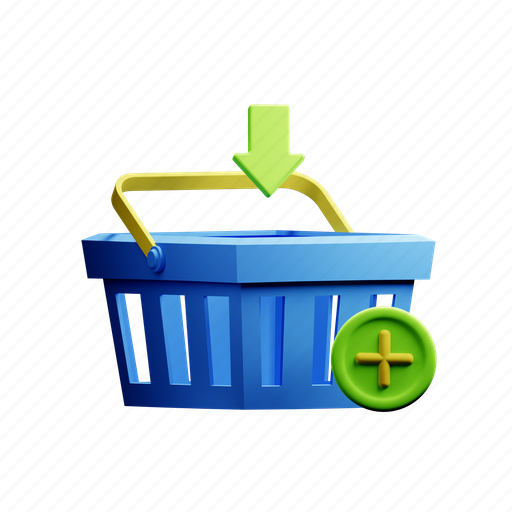 Add, cart, shopping, basket 3D illustration - Download on Iconfinder