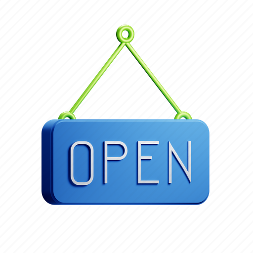 Open, sign, shop, commerce 3D illustration - Download on Iconfinder