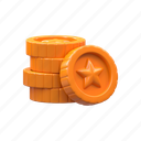 star coin, gold, coin, money, game icon, game assets, currency, stack, layers 
