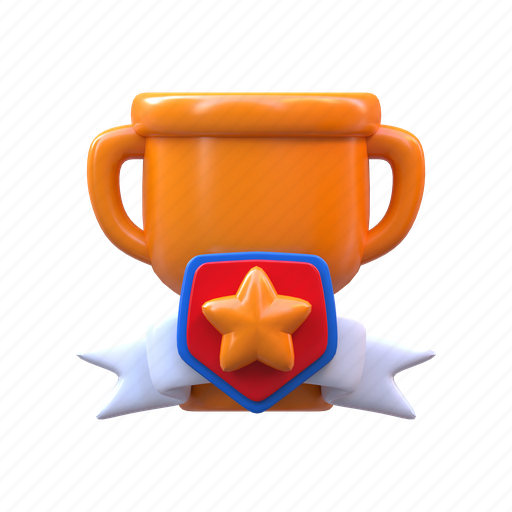 Gold trophy, star, badge, achievement, trophy cup, winner, conggratulation 3D illustration - Download on Iconfinder