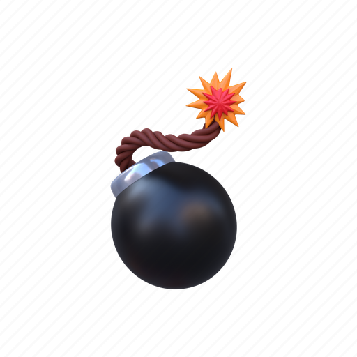 Bomb, game icon, dangerous, dynamite, explosive, detonation, war 3D illustration - Download on Iconfinder