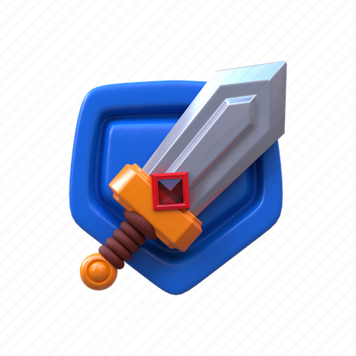 Sword, shield, medieval, weapon, game assets, game, blade 3D illustration - Download on Iconfinder