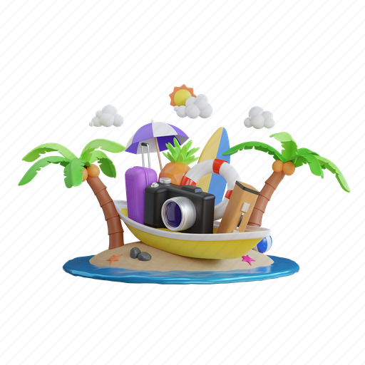 Summer, beach, vacation, holiday, flamingo, party, kid 3D illustration - Download on Iconfinder