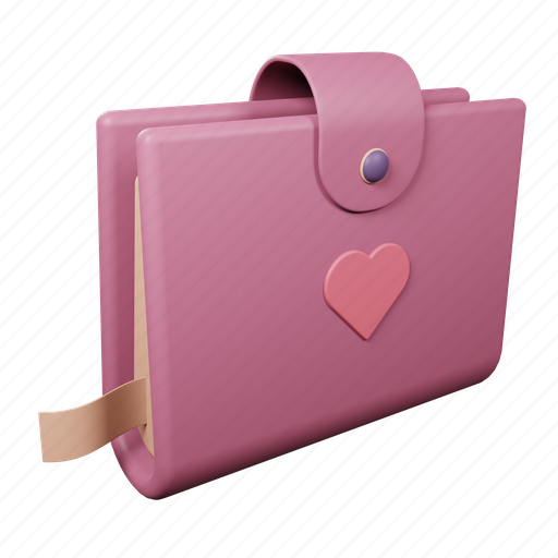 Valentine, love, diary, heart, romantic, 14th, february 3D illustration - Download on Iconfinder
