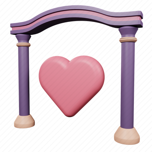 Valentine, love, gate, romantic, 14th, february 3D illustration - Download on Iconfinder