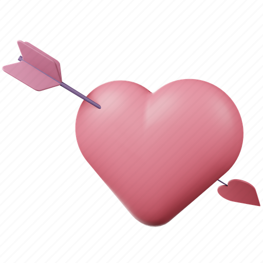 Valentine, love, heart, arrow, romantic, couple, 14th 3D illustration - Download on Iconfinder
