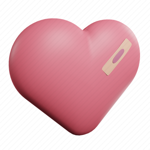 Valentine, love, heart, broken, betrayed, bandage, romance 3D illustration - Download on Iconfinder