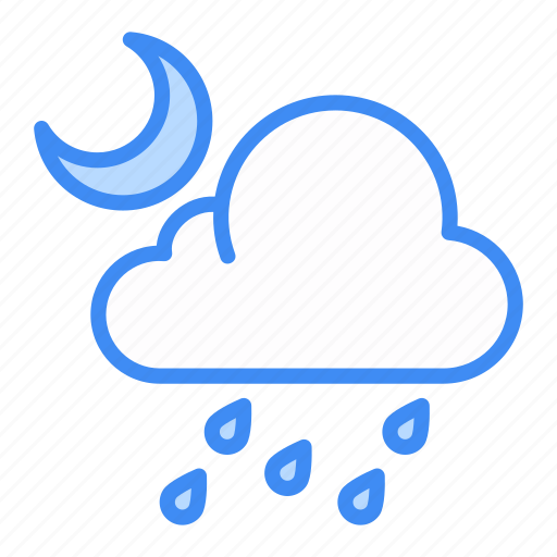 Weather, moon, rain, night, night rain, cloudy rain icon - Download on Iconfinder