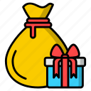 gift, bag, christmas present, santa, surprise, birthday, present, christmas, sack
