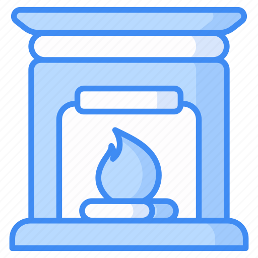Fireplace, furniture and household, chimney, warming, flame, warm, winter icon - Download on Iconfinder