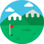 golf, field, flag 
