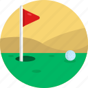 golf, field, flag, hole, ball, golfing, sports