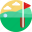 golf, flag, golf ball, field 
