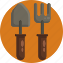 gardening, tools, fork, gardening equipment, trowel, gardening tools
