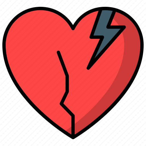 Heart broken, broken, feelings, heart, love, romantic, valentines icon - Download on Iconfinder