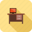 desk, screen, table, furniture