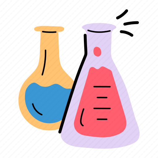 Lab flasks, lab chemical, laboratory test, chemical test, lab experiment icon - Download on Iconfinder