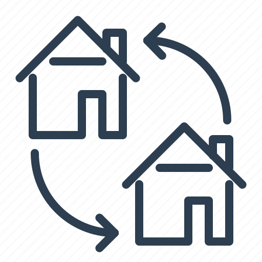 Apartment, arrows, change, home exchange, house, loan, real estate icon - Download on Iconfinder