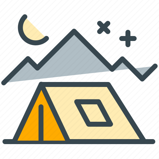 Abroad, camping, moon, night, stars, tent icon - Download on Iconfinder