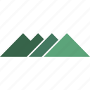 green, logo, mountains