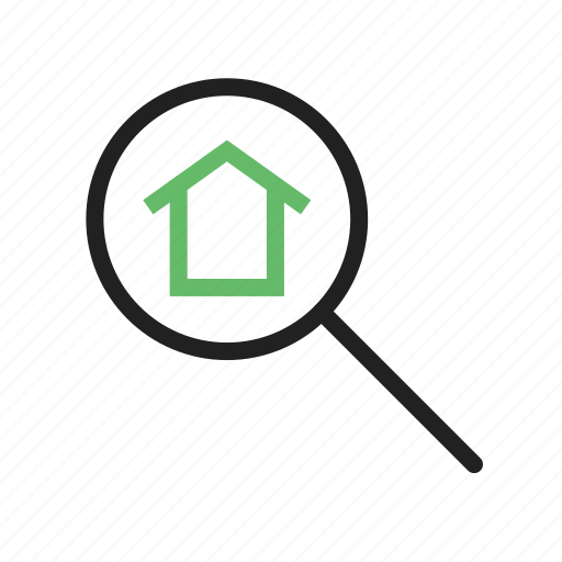 Estate, home, house, magnifying, real, residential, search icon - Download on Iconfinder